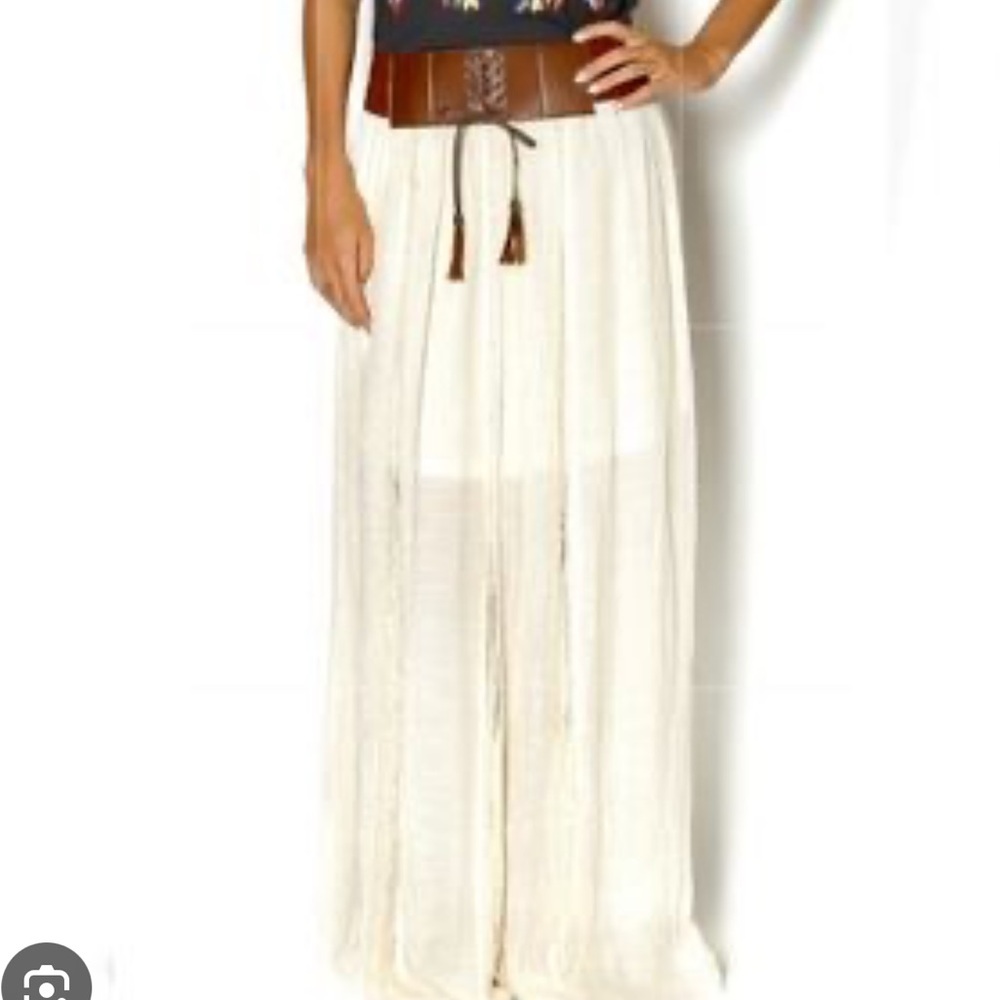 Sassy Doll Vintage Cotton Blend Ivory Maxi Full Skirt Sz L  Boho Western Chic